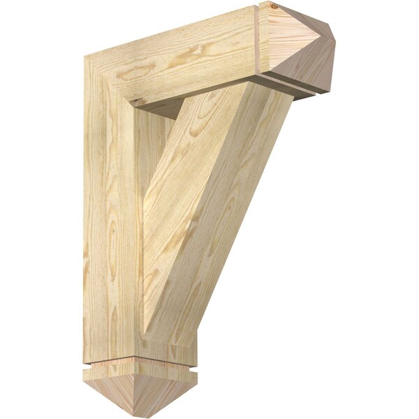 Ekena Millwork Traditional Arts and Crafts Rough Sawn Bracket w/ Offset Brace, Douglas Fir, 8"W x 24"D x 32"H BKT0806X24X32TRA03RDF - main